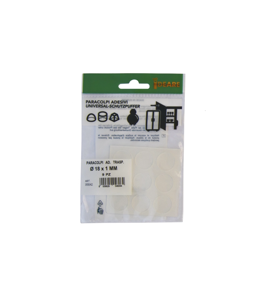 PARACOLPI ADESIVI TONDI TRASPARENTI Ø 18 MM. - SPESSORE 1 MM. - 9 PZ.