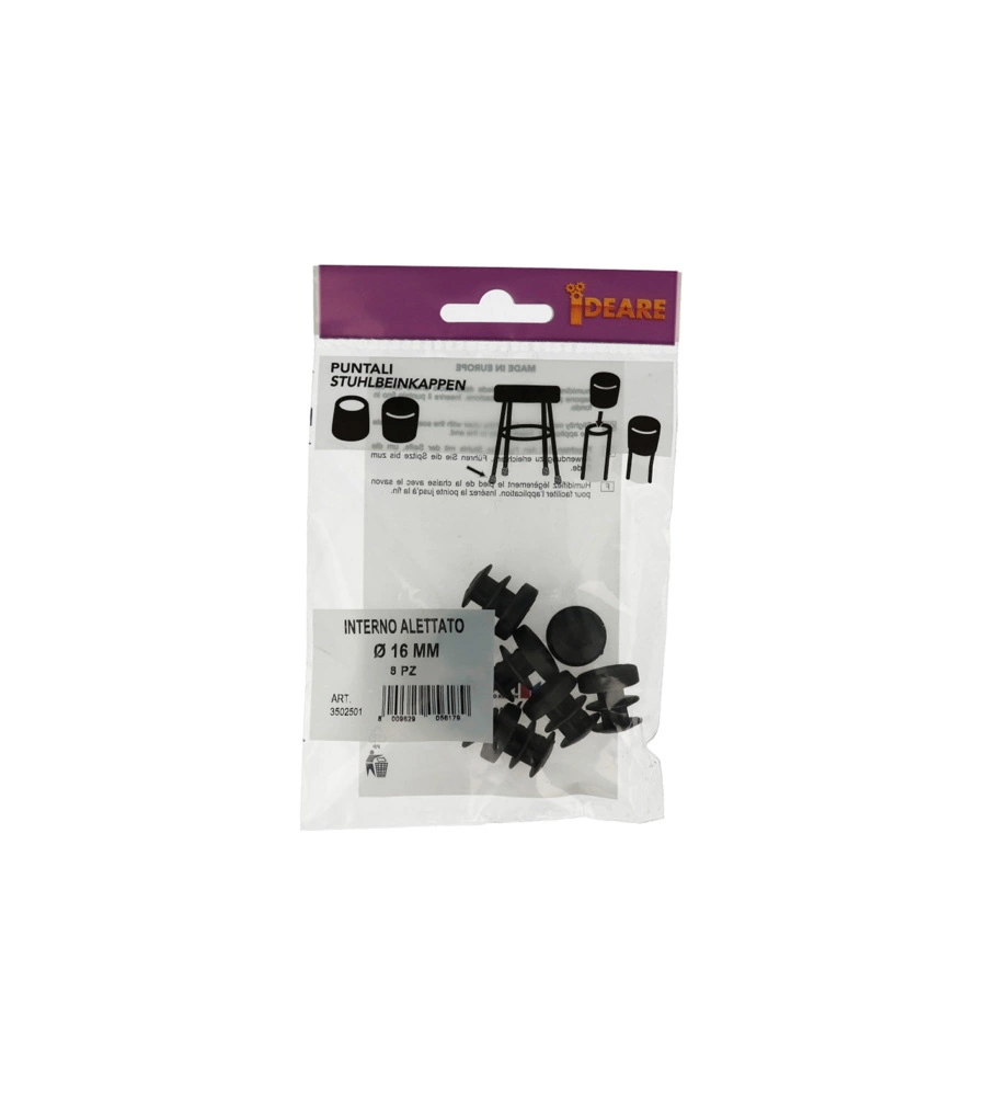 PUNTALI INTERNI ALETTATI TONDI NERI Ø 16 MM. 8 PZ.
