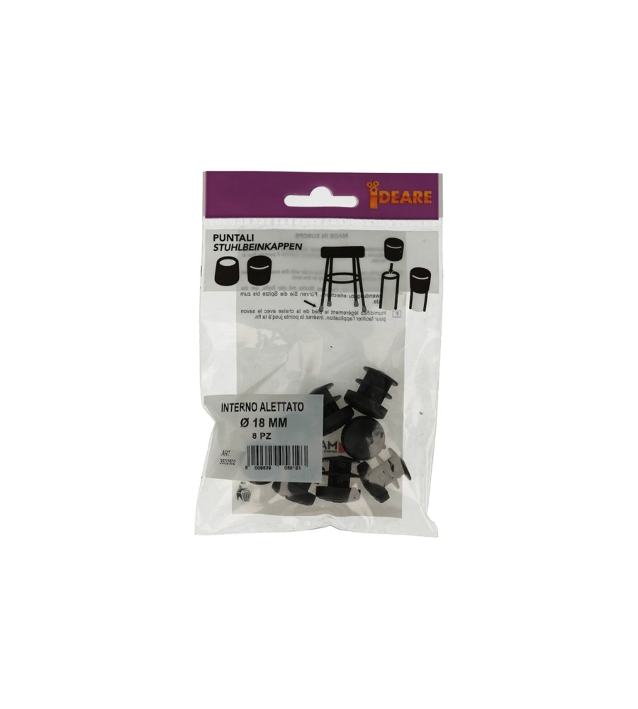 PUNTALI INTERNI ALETTATI TONDI NERI Ø 18 MM. 8 PZ.