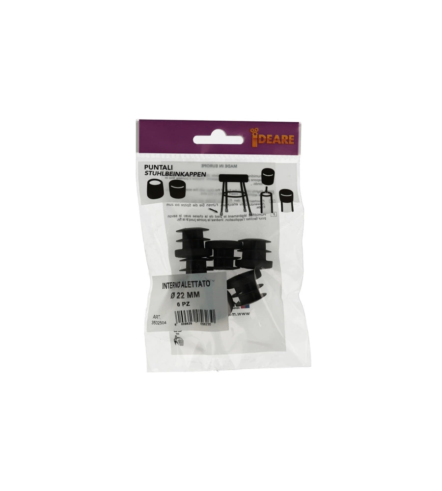 PUNTALI INTERNI ALETTATI TONDI NERI Ø 22 MM. 6 PZ.