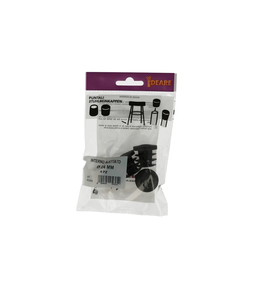 PUNTALI INTERNI ALETTATI TONDI NERI Ø 24 MM. 4 PZ.