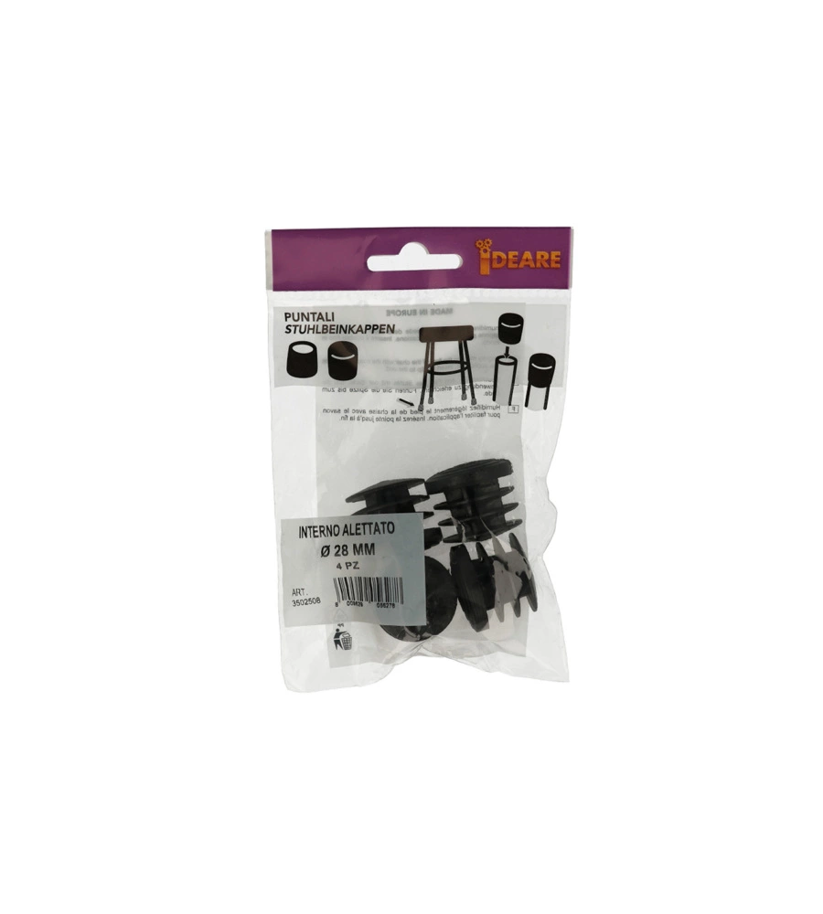 PUNTALI INTERNI ALETTATI TONDI NERI Ø 28 MM. 4 PZ.