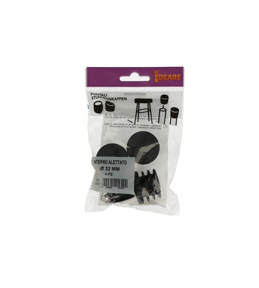 PUNTALI INTERNI ALETTATI TONDI NERI Ø 32 MM. 4 PZ.