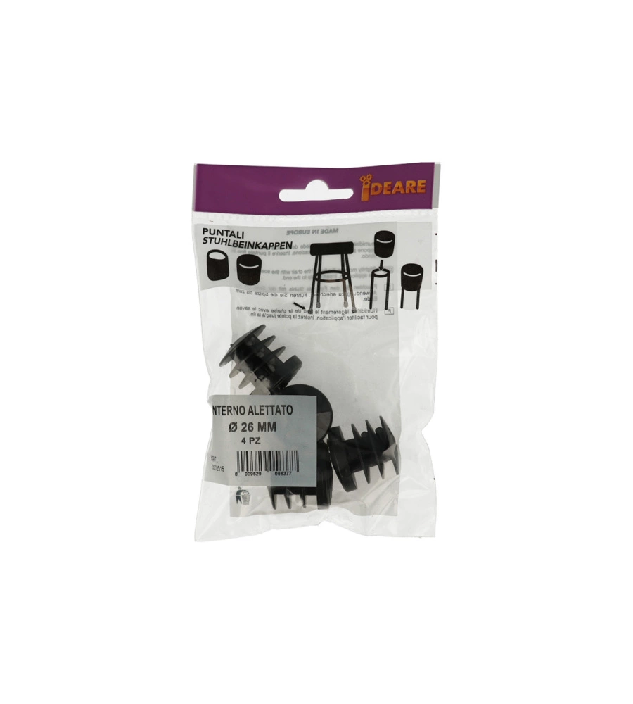 PUNTALI INTERNI ALETTATI TONDI NERI Ø 26 MM. 4 PZ.