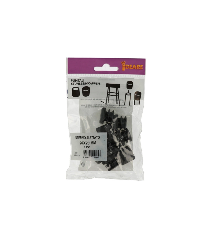 PUNTALI INTERNI ALETTATI QUADRI NERI 20 X 20 MM. 8 PZ.