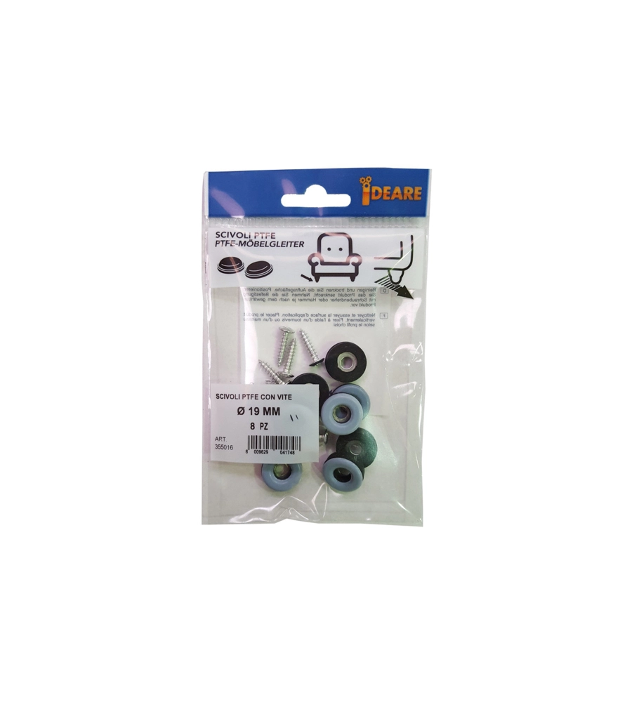 SCIVOLI PTFE TONDI CON VITE Ø 30 MM. - GRIGIO - 8 PZ.