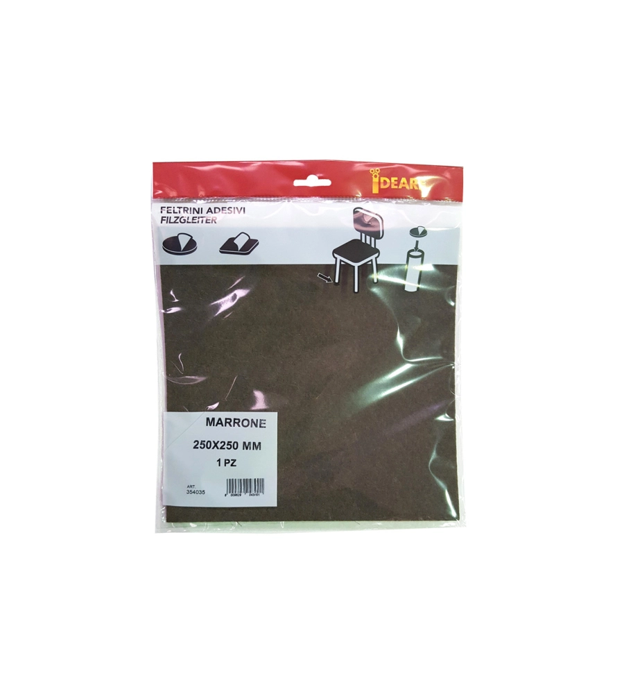 FELTRINO ADESIVO RETTANGOLARE 250 X 250 MM. - MARRONE - 1 PZ.
