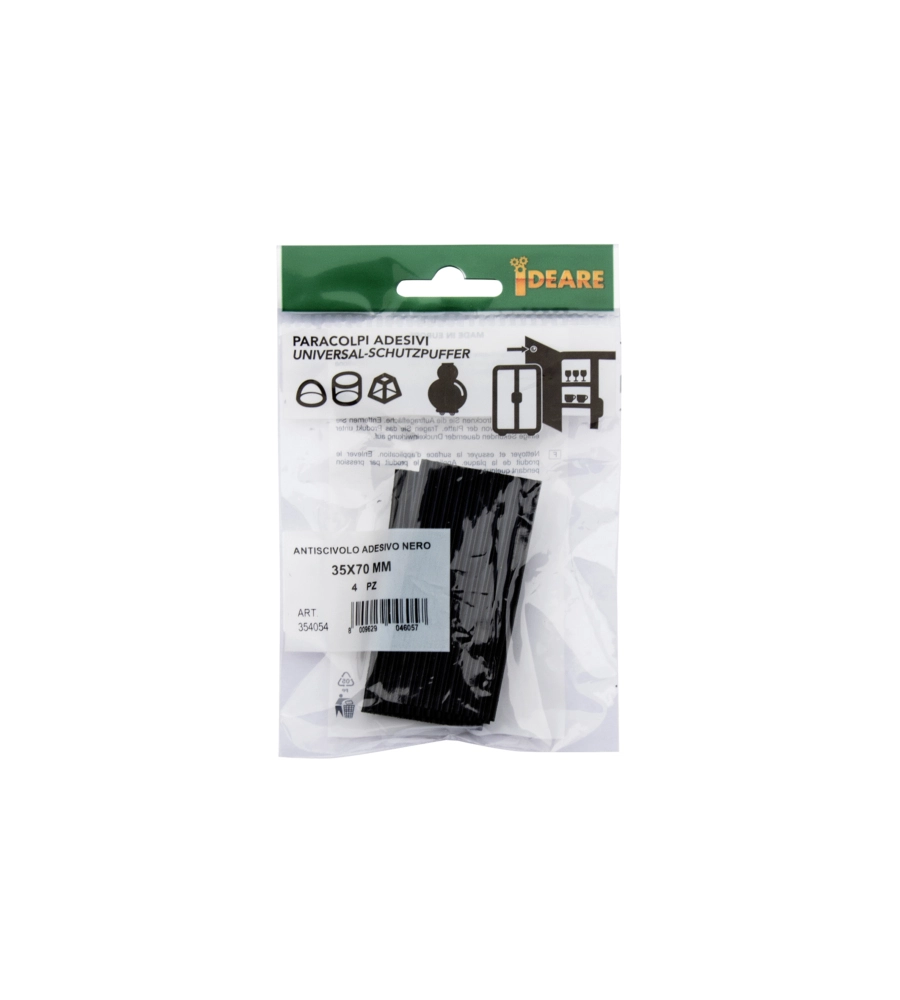 ANTISCIVOLO ANTIVIBRAZIONE IN GOMMA NERA 35X70 MM. SPESSORE 2,5 MM. 4 PZ.