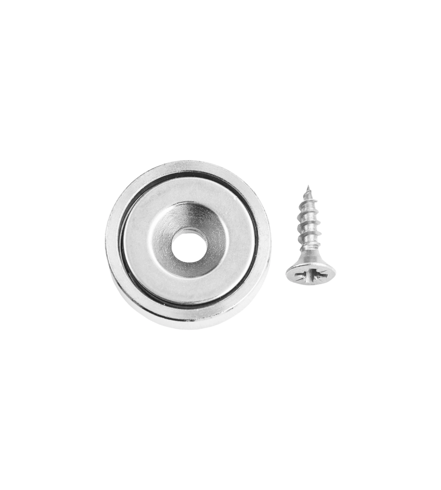 MAGNETE NEODIMIO TONDO 25X7 + VITE FORZA 16 KG.
