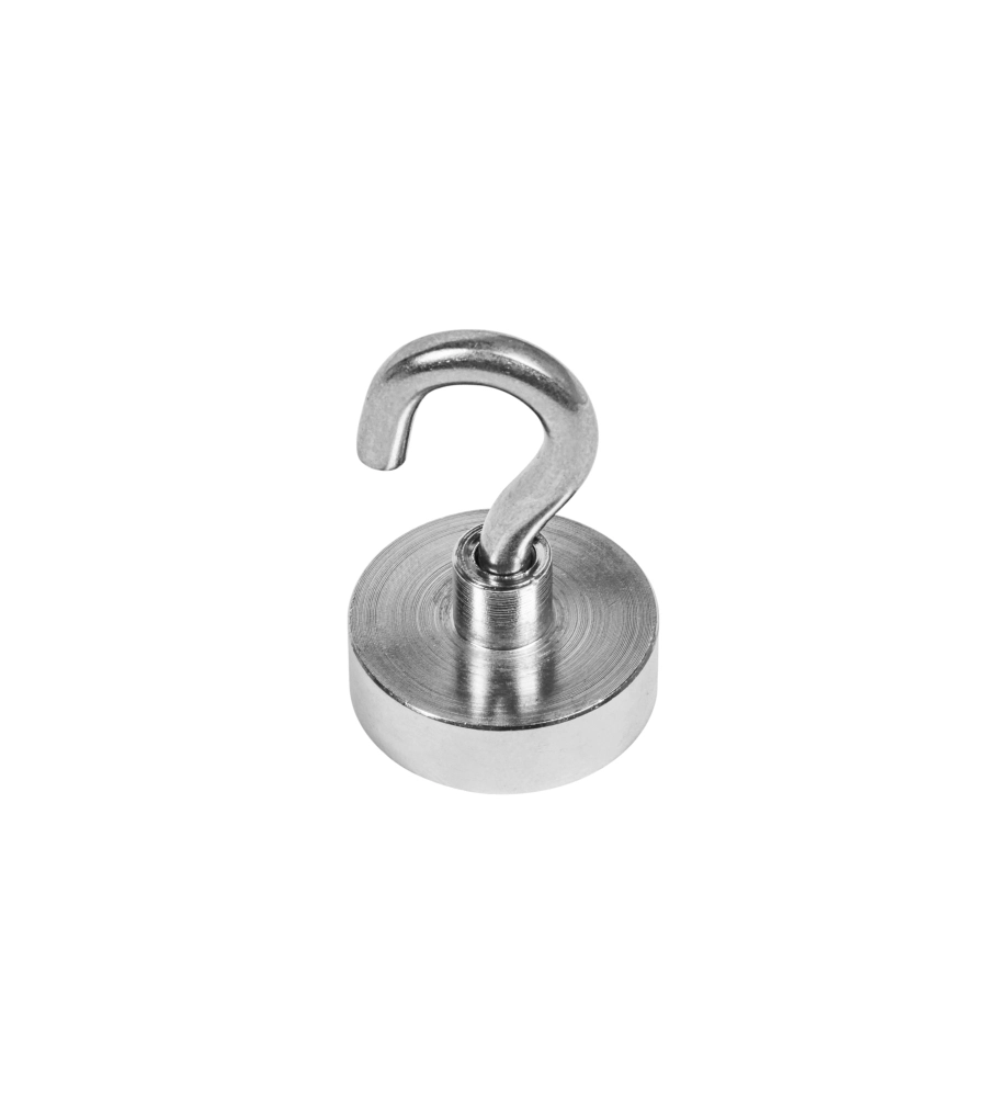 MAGNETE NEODIMIO TONDO Ø 25X7 + GANCIO FORZA 21 KG