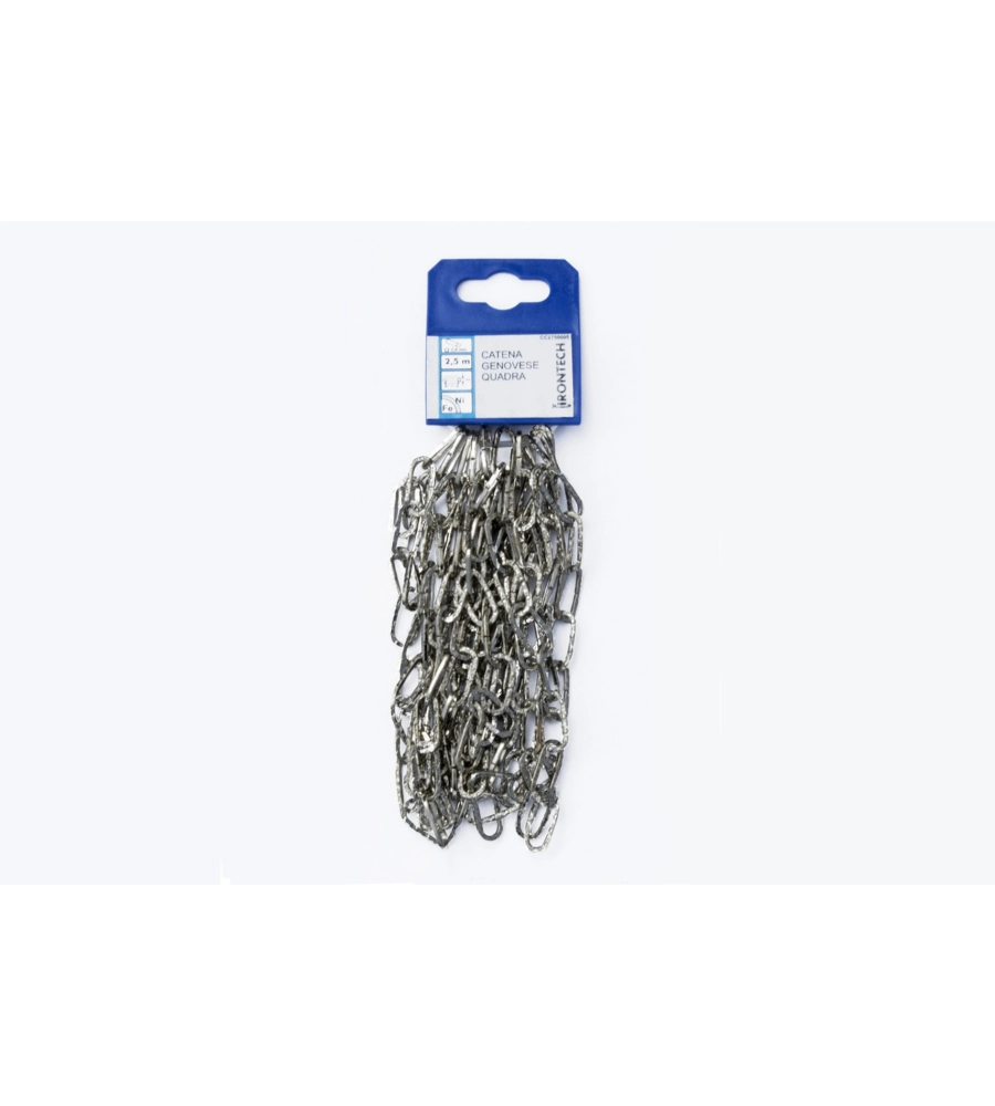 CATENA GENOVESE PRETAGLIATA MAGLIA QUADRA Ø 2 MM. IN ACCIAIO NICHELATO 2,5 MT.
