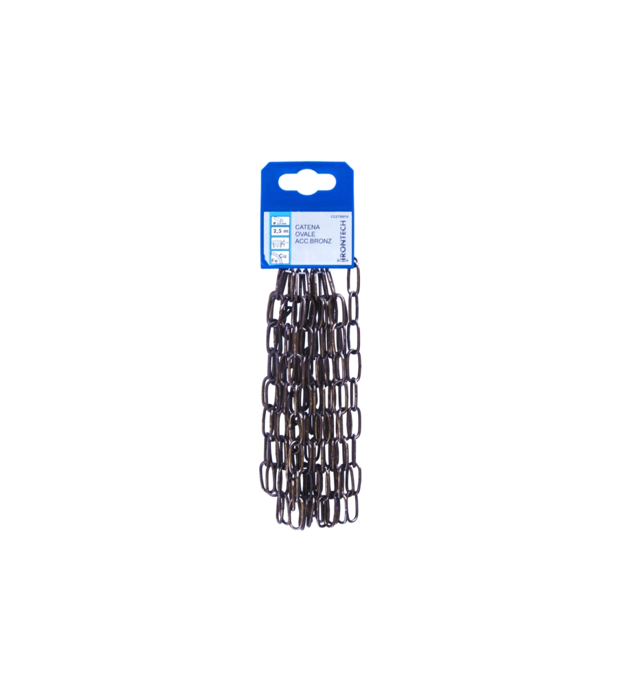 CATENA OVALE PRETAGLIATA Ø 2,5 MM. IN ACCIAIO BRONZATO 2,5 MT.