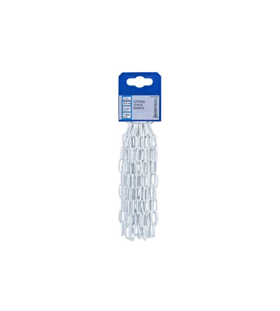 CATENA OVALE PRETAGLIATA Ø 2,5 MM. IN ACCIAIO BIANCO 2,5 MT.