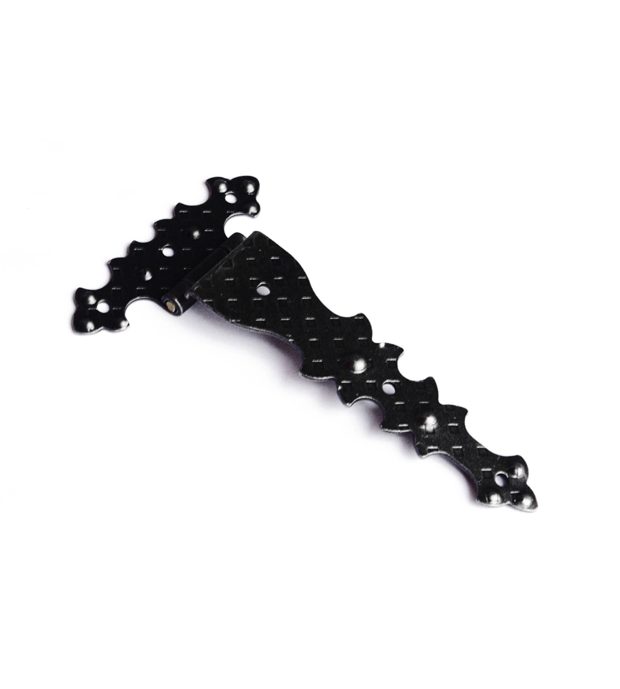 CERNIERE RUSTICHE IN FERRO MARTELLATO NERO COLLO ALTO 92 X 182 MM.