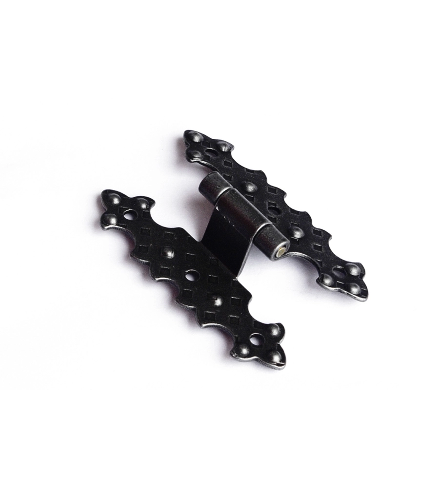 CERNIERE RUSTICHE IN FERRO MARTELLATO NERO COLLO ALTO 55 X 92 MM.