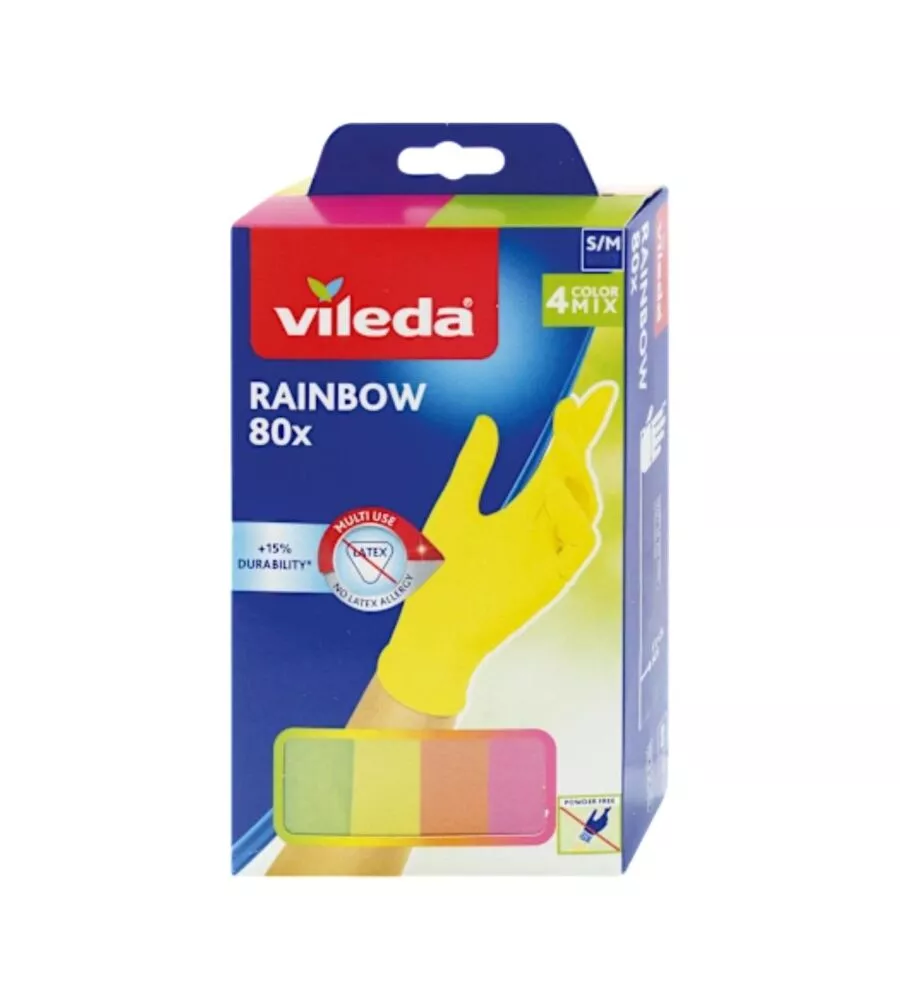 Guanti monouso in nitrile Vileda "Rainbow" colori assortiti tg S/M 80 pz