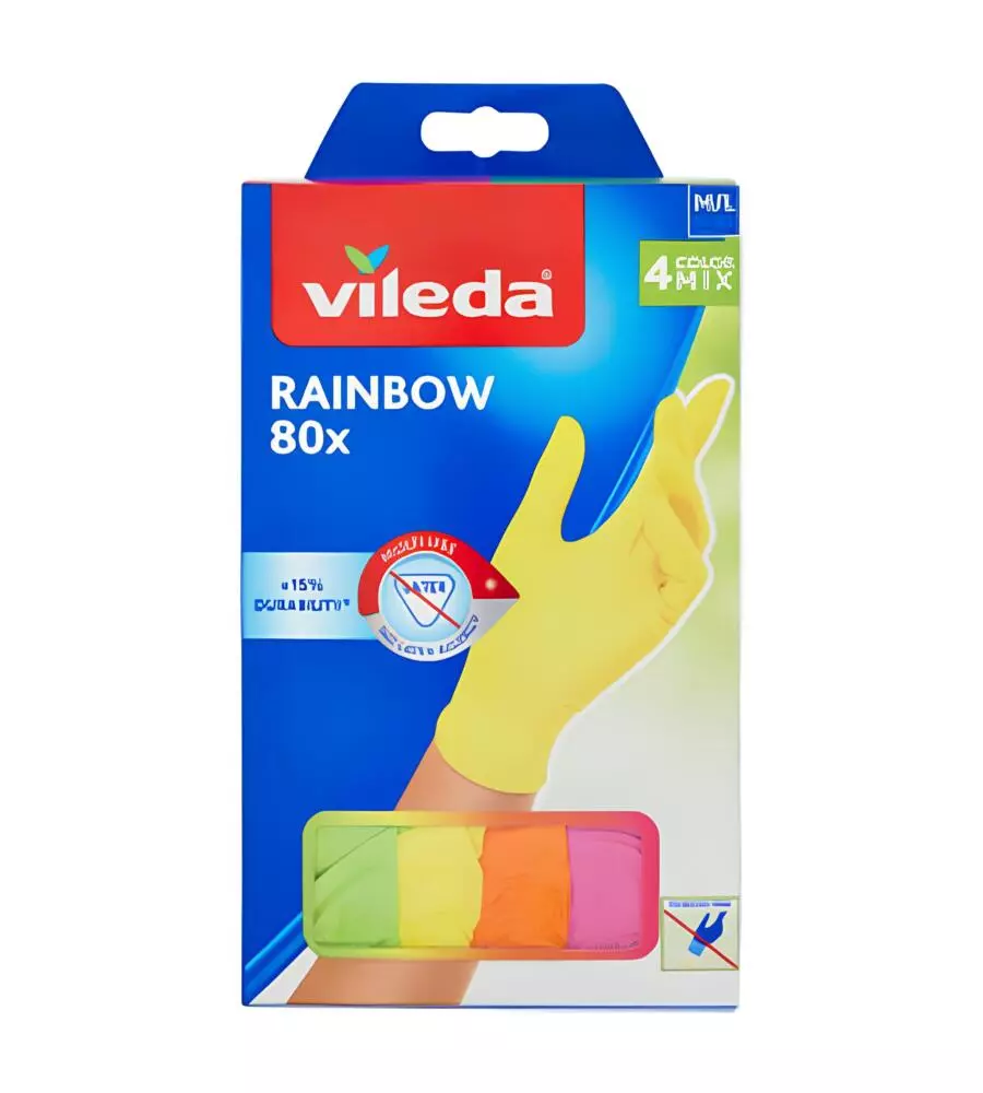 Guanti monouso in nitrile Vileda "Rainbow" colori assortiti tg M/L 80 pz