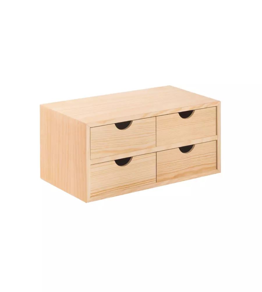 Cassettiera in pino 2x2 cassetti 40x18,5x20 cm