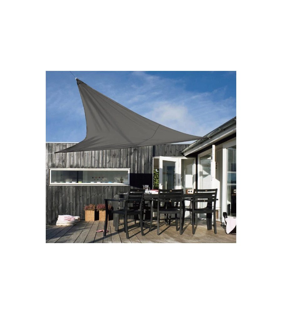TELO PARASOLE TRIANGOLARE EUROGARDEN IN POLIESTERE GRIGIO 3X3X3 M