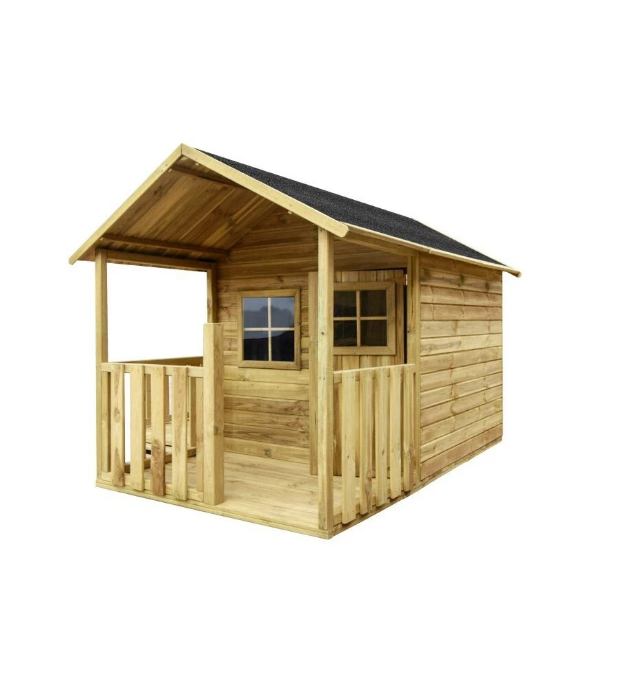 CASETTA DA GIARDINO PER BAMBINI IN LEGNO DOMUS "BLANKA" 139X237X165 CM