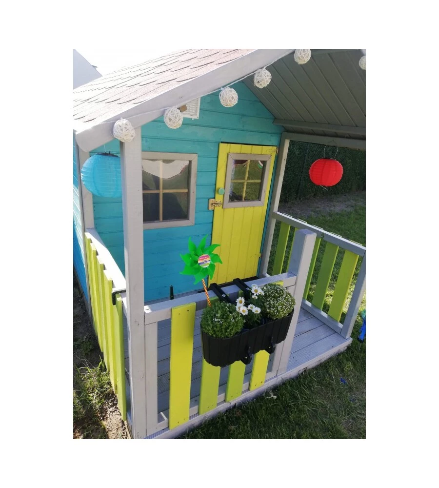 CASETTA DA GIARDINO PER BAMBINI IN LEGNO DOMUS "BLANKA" 139X237X165 CM