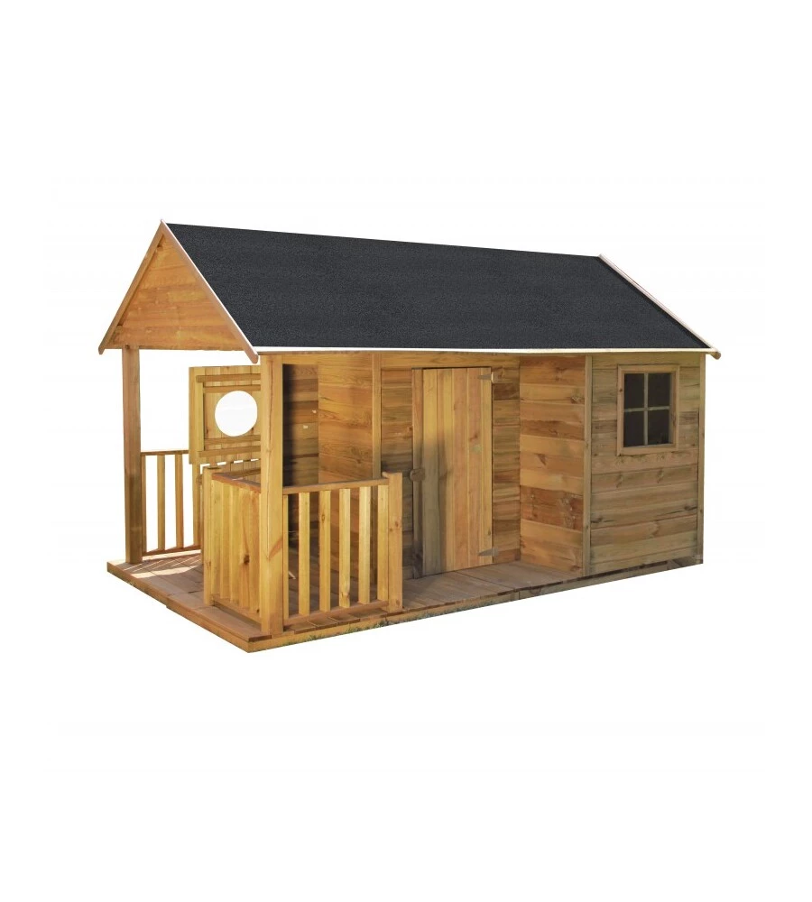 CASETTA DA GIARDINO PER BAMBINI IN LEGNO DOMUS "SZYMON" 170X270X170 CM