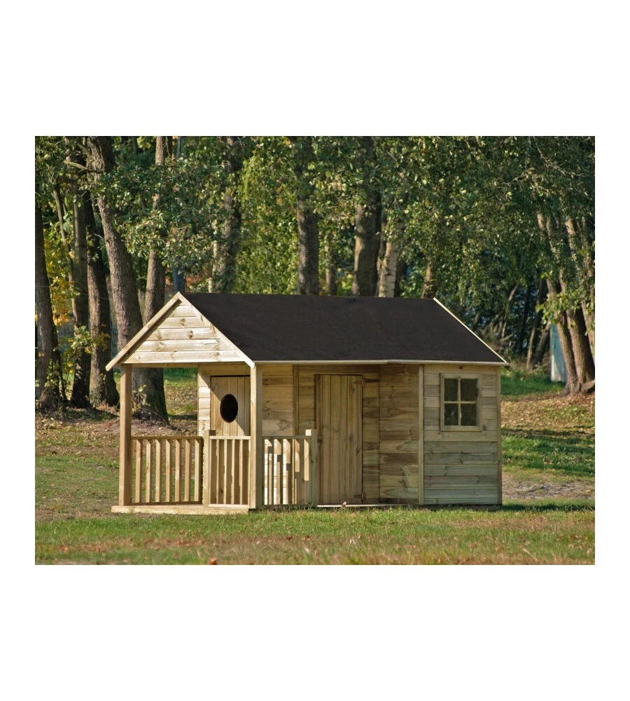 CASETTA DA GIARDINO PER BAMBINI IN LEGNO DOMUS "SZYMON" 170X270X170 CM