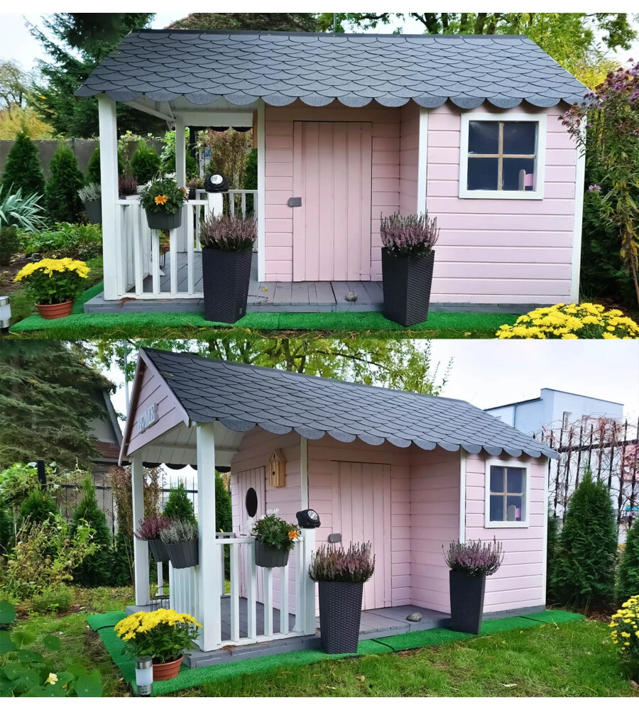 CASETTA DA GIARDINO PER BAMBINI IN LEGNO DOMUS "SZYMON" 170X270X170 CM