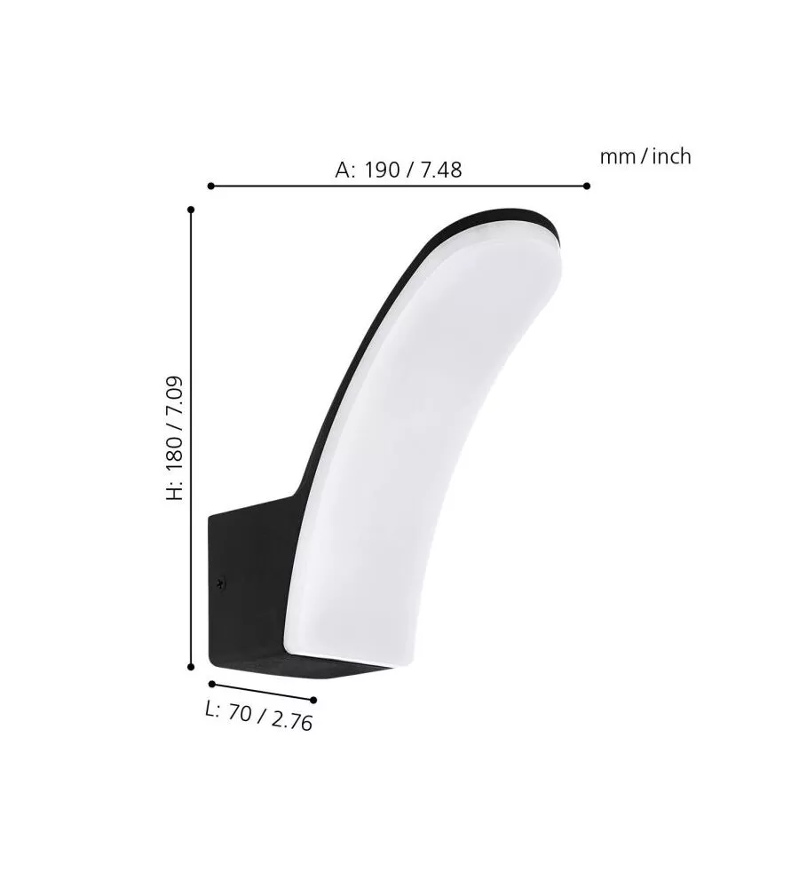 APPLIQUE LED DA ESTERNO EGLO "FIUMICINO" NERO 3000K