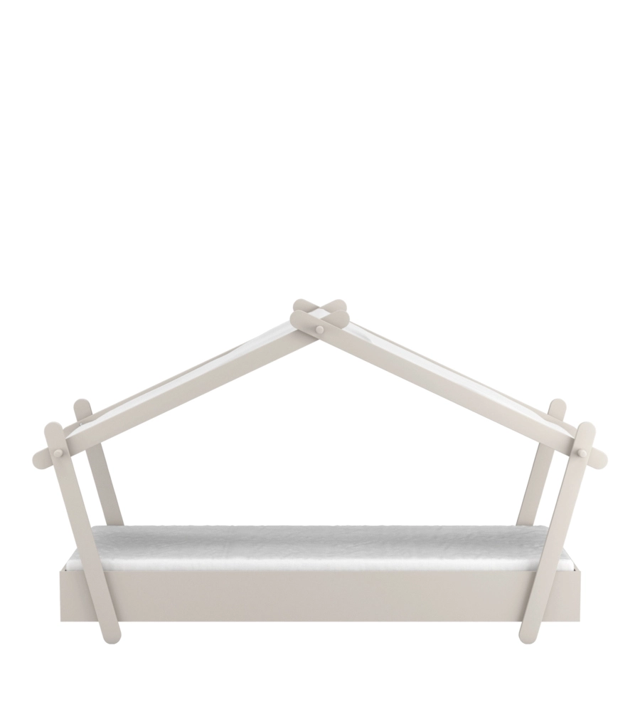 LETTO SINGOLO PER BAMBINI "CASETTA" IN LEGNO GRIGIO 102X223X129 CM