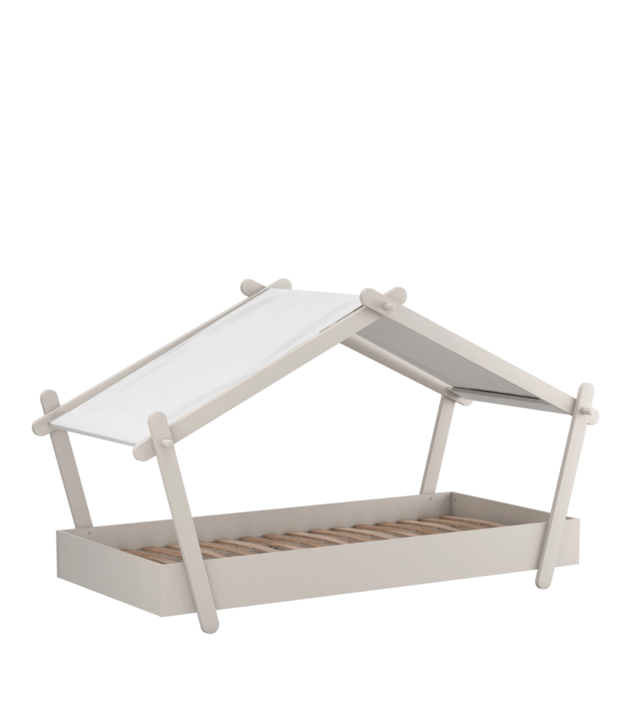 LETTO SINGOLO PER BAMBINI "CASETTA" IN LEGNO GRIGIO 102X223X129 CM