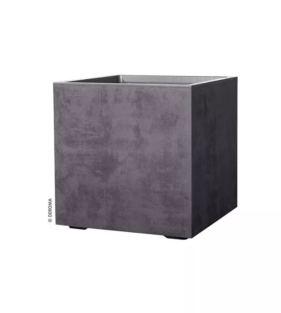 FIORIERA DA ESTERNO DEROMA "MILLENIUM" FORMA CUBICA CON RUOTE IN RESINA COLORE ANTRACITE, 49X49X49 CM