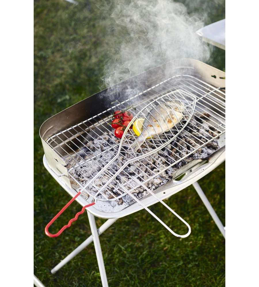 GRIGLIA PESCE A RETE PER BARBECUE OMPAGRILL IN ACCIAIO 14,4X64,5 CM