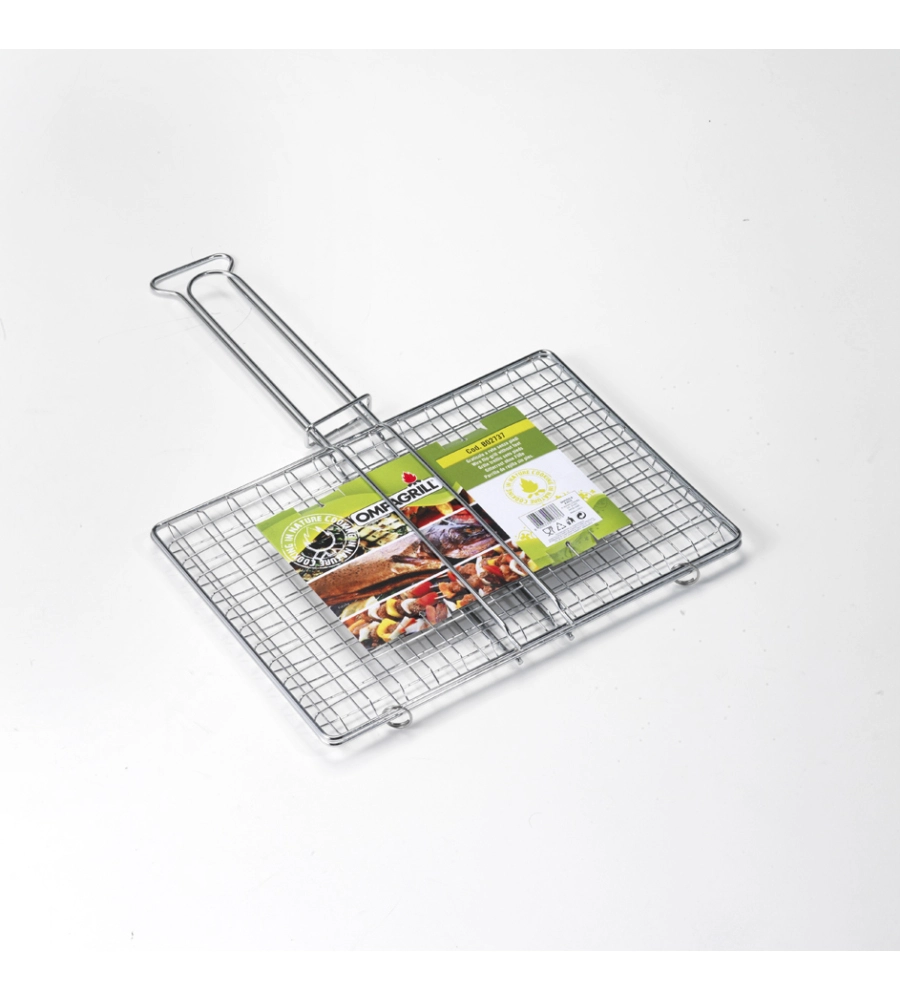 GRIGLIA A RETE PER BARBECUE SENZA PIEDI OMPAGRILL IN ACCIAIO 27X37 CM