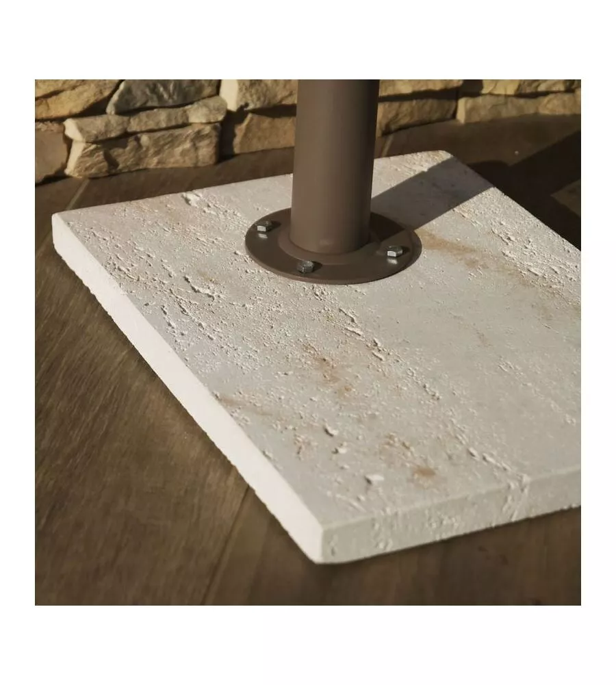 BASAMENTO PER FONTANE DA GIARDINO EFFETTO TRAVERTINO, 30x40x3 CM - KAM