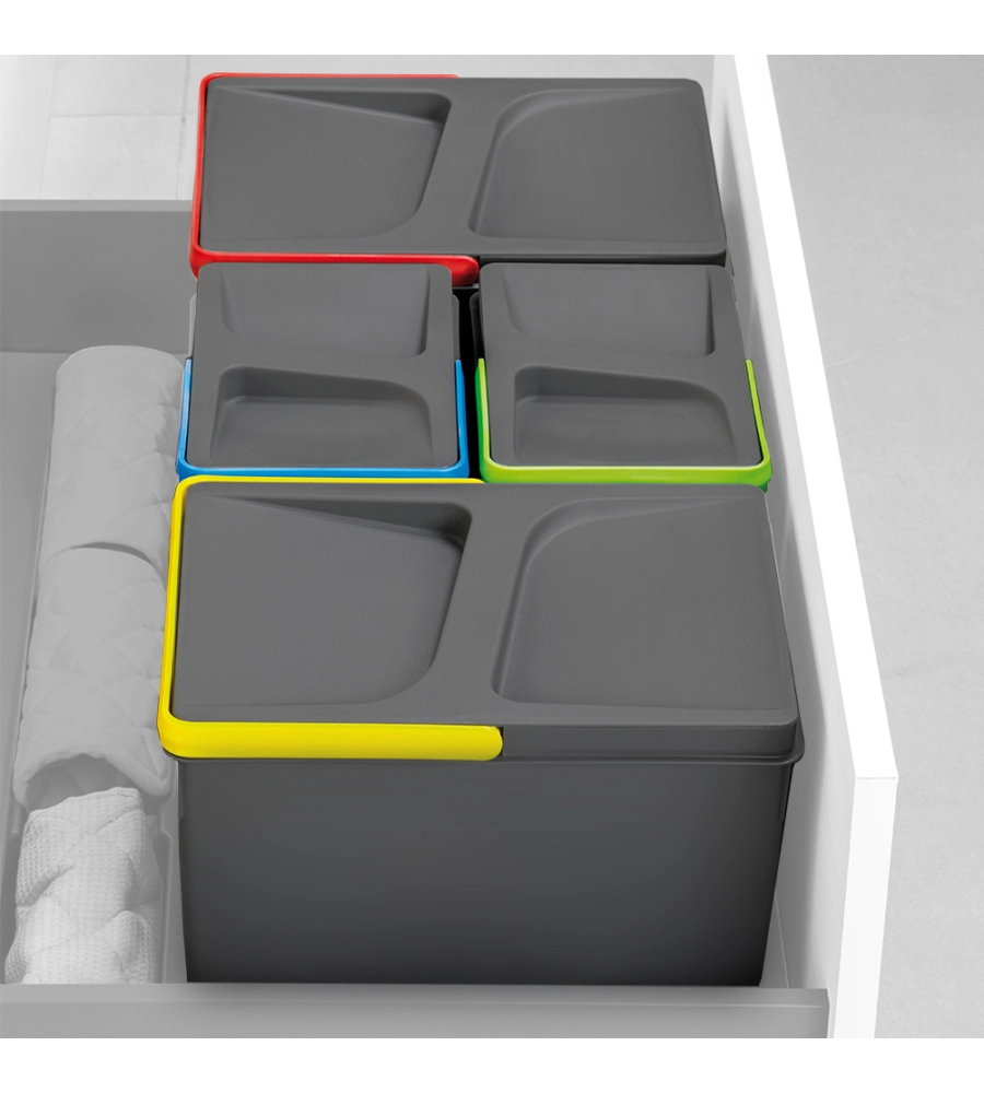 CONTENITORI PER RACCOLTA DIFFERENZIATA 12L+12L+6L+6L PER MODULO 90 CM, EMUCA