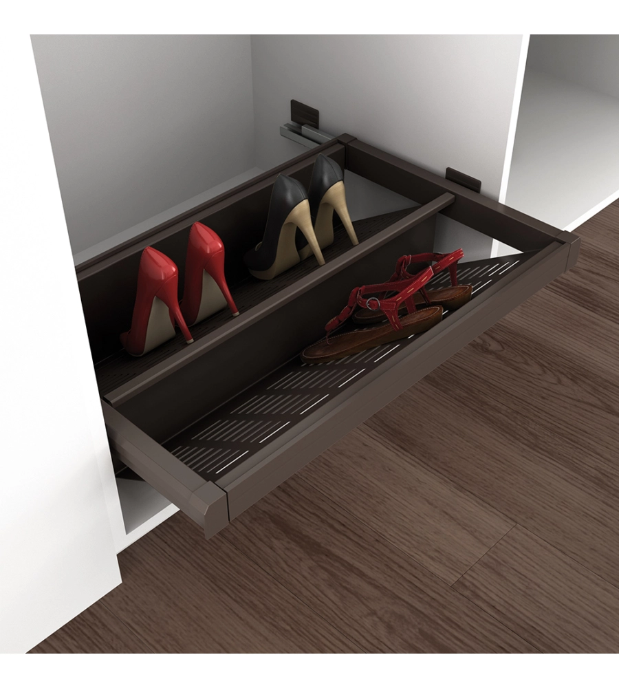 PORTA SCARPE PER INTERNO ARMADIO MODULO DI 800 MM CHIUSURA SOFT ACCIAIO COLOR MOKA - EMUCA.