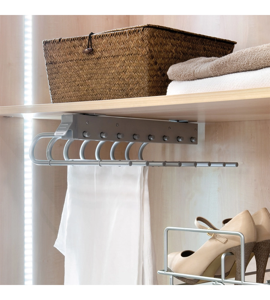 PORTA PANTALONI SX ESTRAIBILE PER ARMADIO GRIGIO METALLIZZATO - EMUCA.