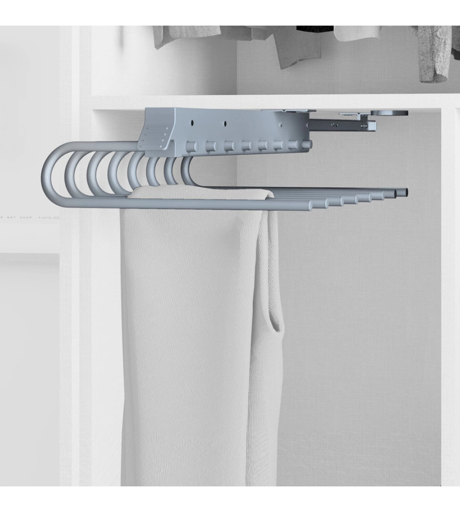 PORTA PANTALONI SX ESTRAIBILE PER ARMADIO GRIGIO METALLIZZATO - EMUCA.