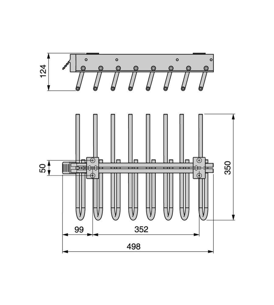 PORTA PANTALONI SX ESTRAIBILE PER ARMADIO GRIGIO METALLIZZATO - EMUCA.