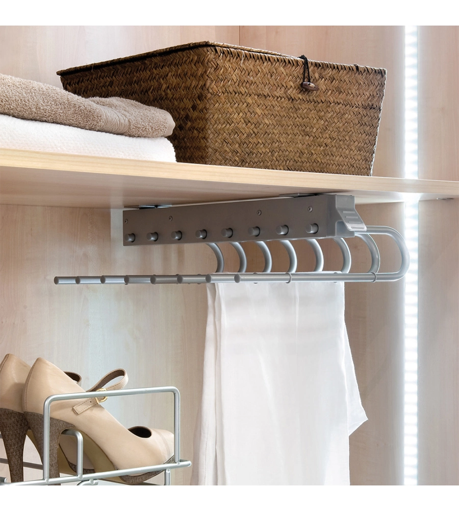 PORTA PANTALONI DX ESTRAIBILE PER ARMADIO GRIGIO METALLIZZATO - EMUCA.