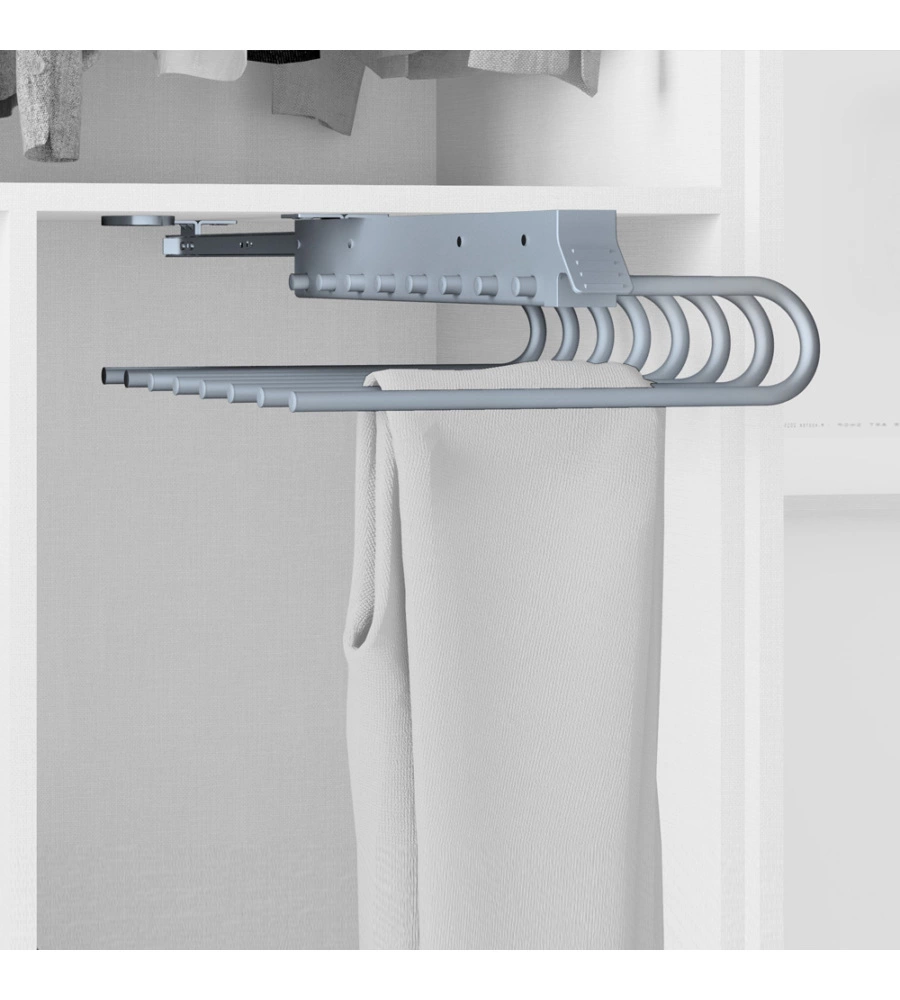PORTA PANTALONI DX ESTRAIBILE PER ARMADIO GRIGIO METALLIZZATO - EMUCA.