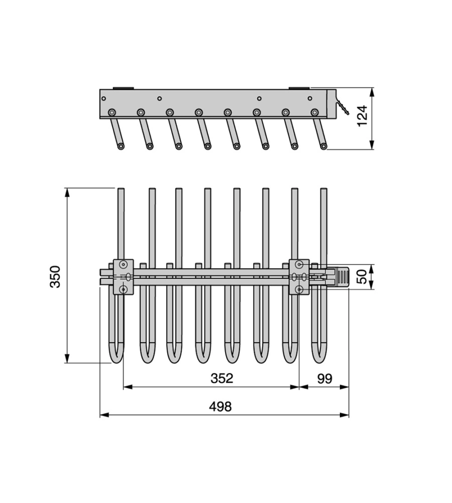 PORTA PANTALONI DX ESTRAIBILE PER ARMADIO GRIGIO METALLIZZATO - EMUCA.