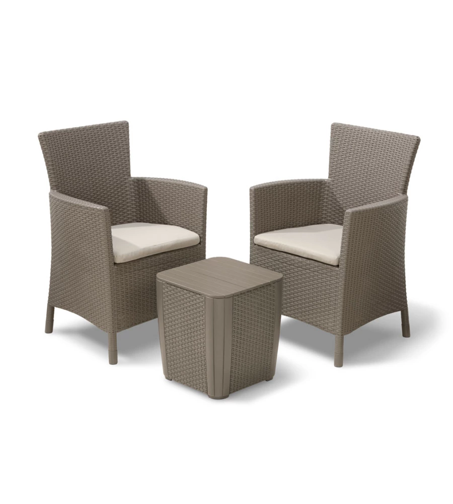 SET DA GIARDINO "IOWA BALCONY" CON 2 POLTRONE E TAVOLO, COLOR COLOR CAPPUCCINO - KETER