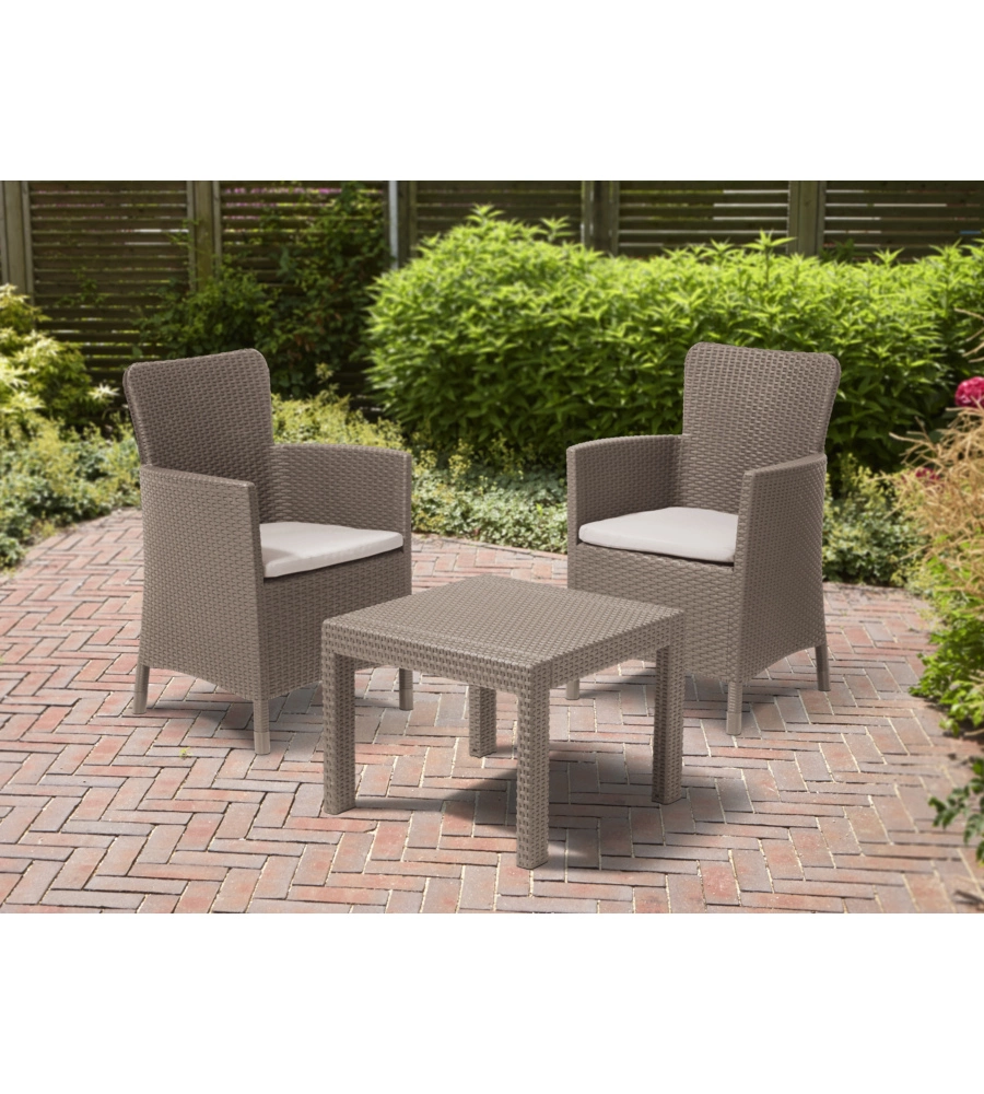 SET DA GIARDINO "SALVADOR BALCONY" CON 2 POLTRONE E TAVOLO, COLORE CAPPUCCINO - KETER