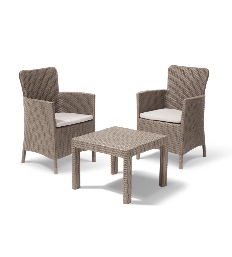 SET DA GIARDINO "SALVADOR BALCONY" CON 2 POLTRONE E TAVOLO, COLORE CAPPUCCINO - KETER
