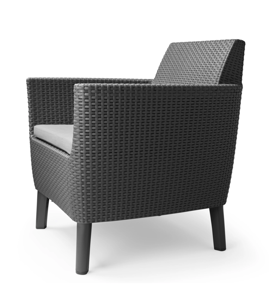SET DA GIARDINO KETER "SALEMO BALCONY" CON 2 POLTRONE E TAVOLO 39X39  CM, COLORE GRAFITE - KETER