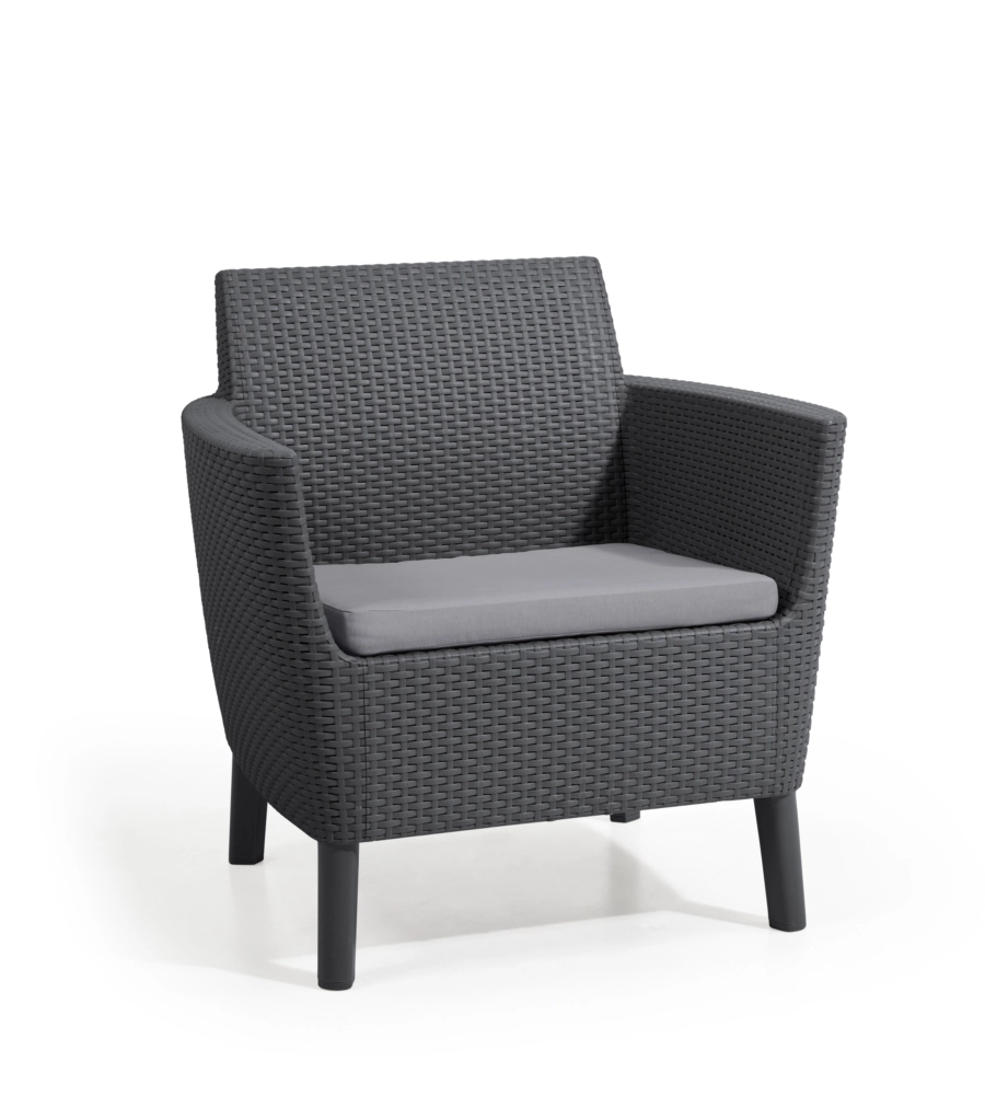 SET DA GIARDINO KETER "SALEMO BALCONY" CON 2 POLTRONE E TAVOLO 39X39  CM, COLORE GRAFITE - KETER