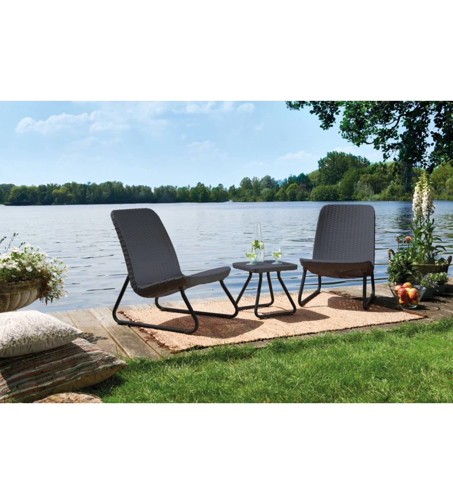 SET DA GIARDINO "RIO BALCONY" CON 2 POLTRONE E TAVOLO, COLORE GRAFITE - KETER