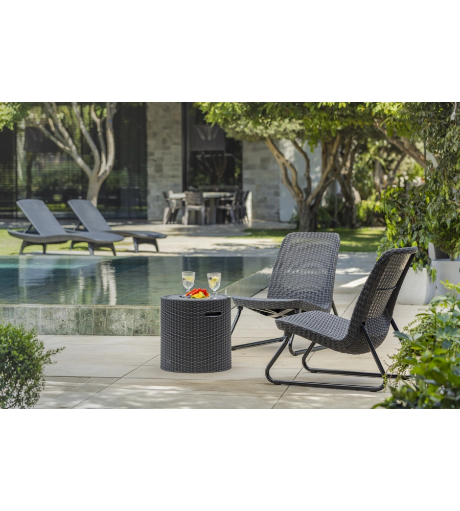 SET DA GIARDINO "RIO BALCONY" CON 2 POLTRONE E TAVOLO, COLORE GRAFITE - KETER